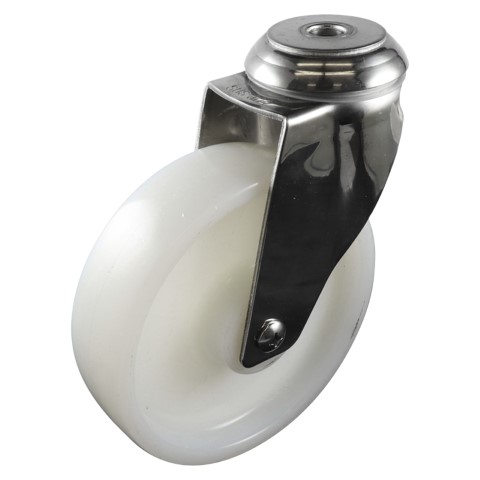 EASYROLL WHITE NYLON BOLT HOLE CASTOR S/S 125MM 